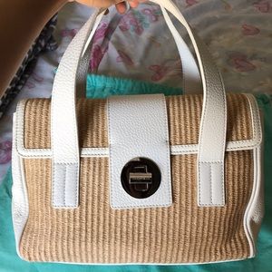 Tiffany and co handbag white leather trim